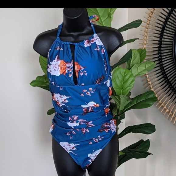 One Pieces Blue Floral Swimsuit New With Tag - Picture 11 of 11